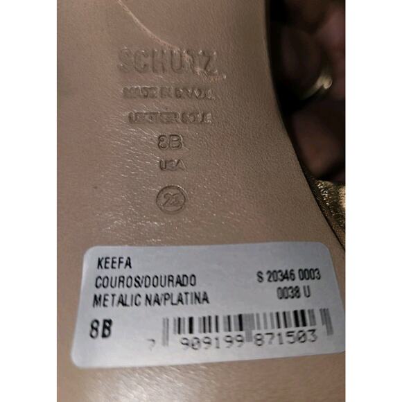 New! Schutz KEEFA Metallic Gold Leather Platform Sandal Size 8B $158 - Picture 5 of 16